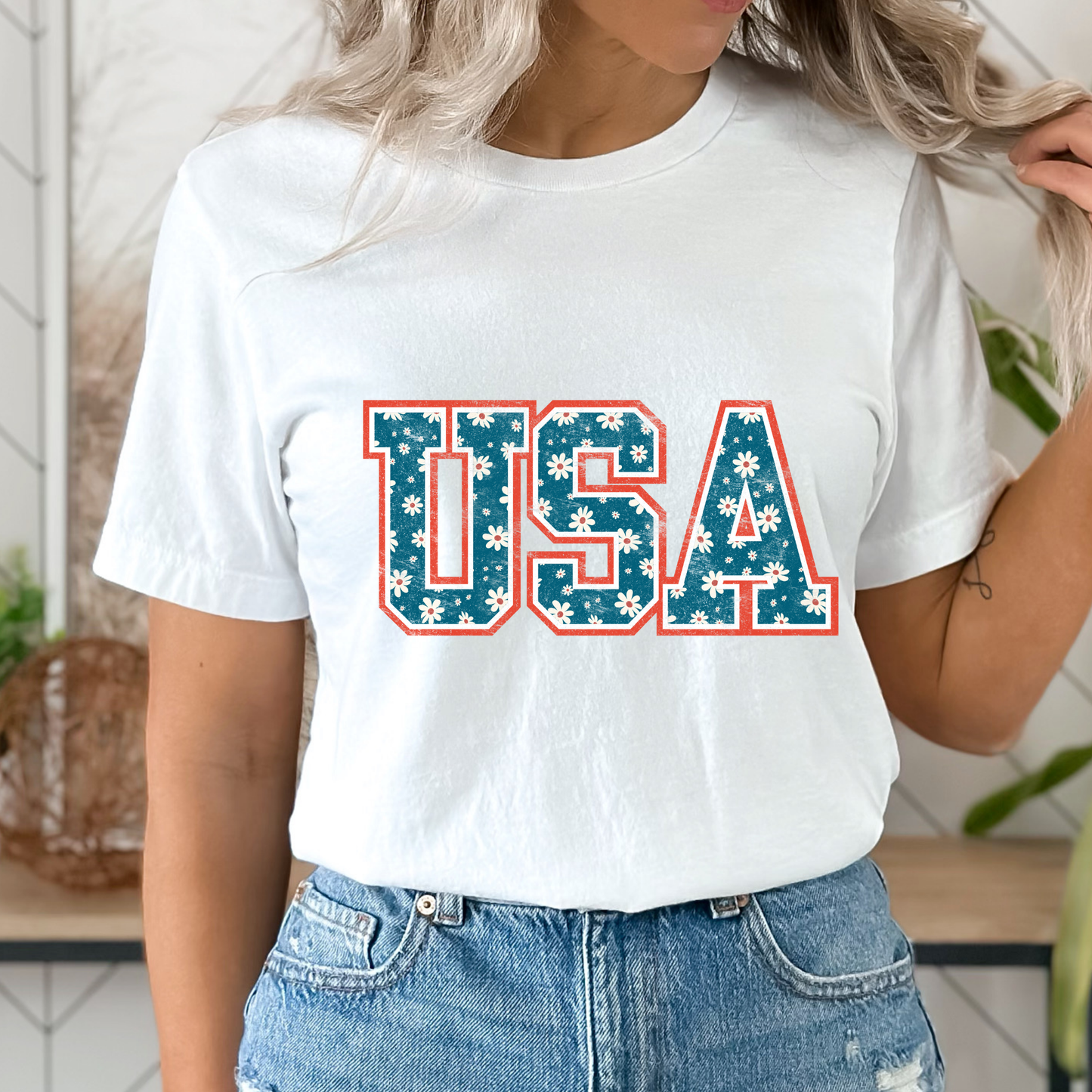 Floral USA Graphic Tee