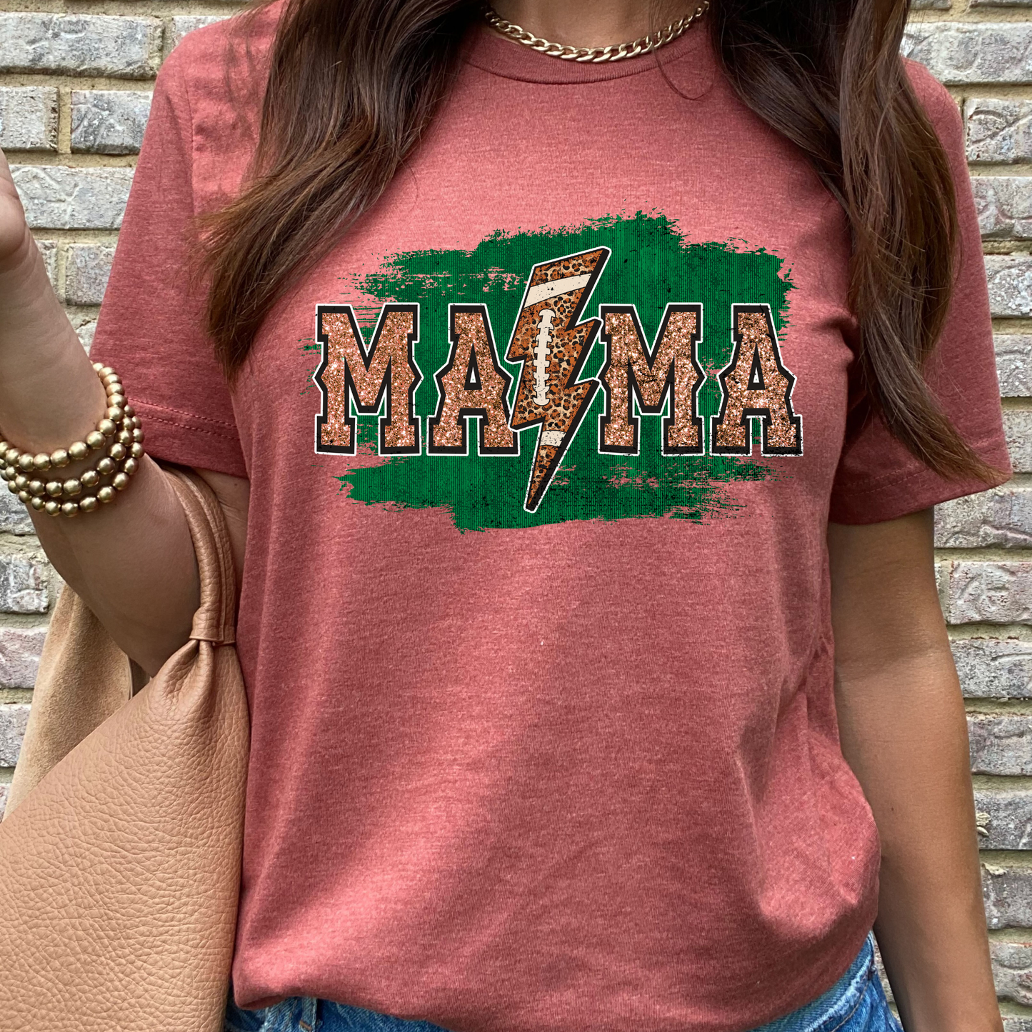 Football Mama, Glitter Graphic Tee