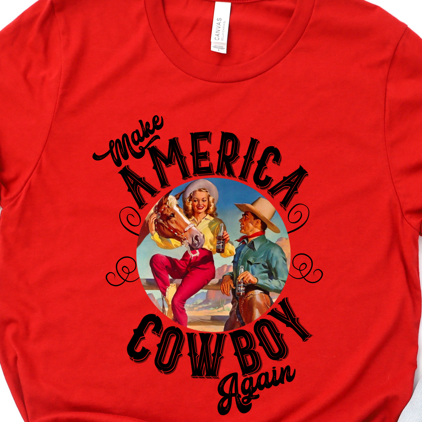 Make America Cowboy Red Graphic Tee