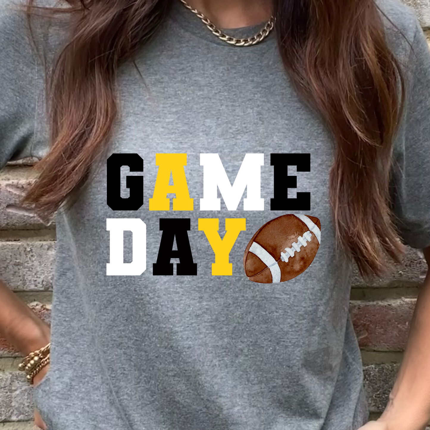 Game Day Black, White, Yellow Graphic Tee