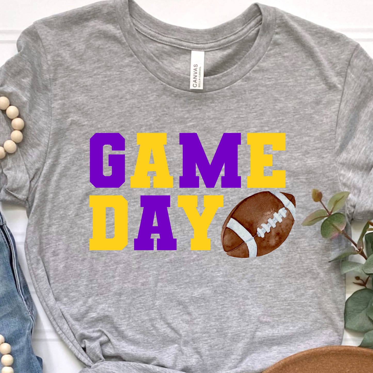 Game Day Yellow and Purple Graphic Tee