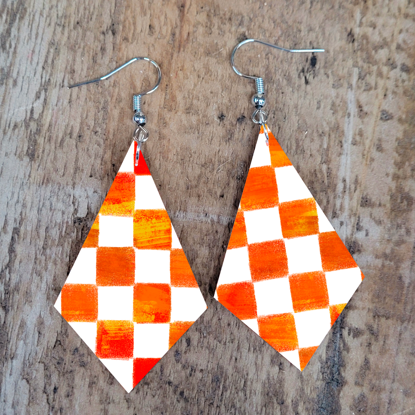 Orange Checkered Earrings