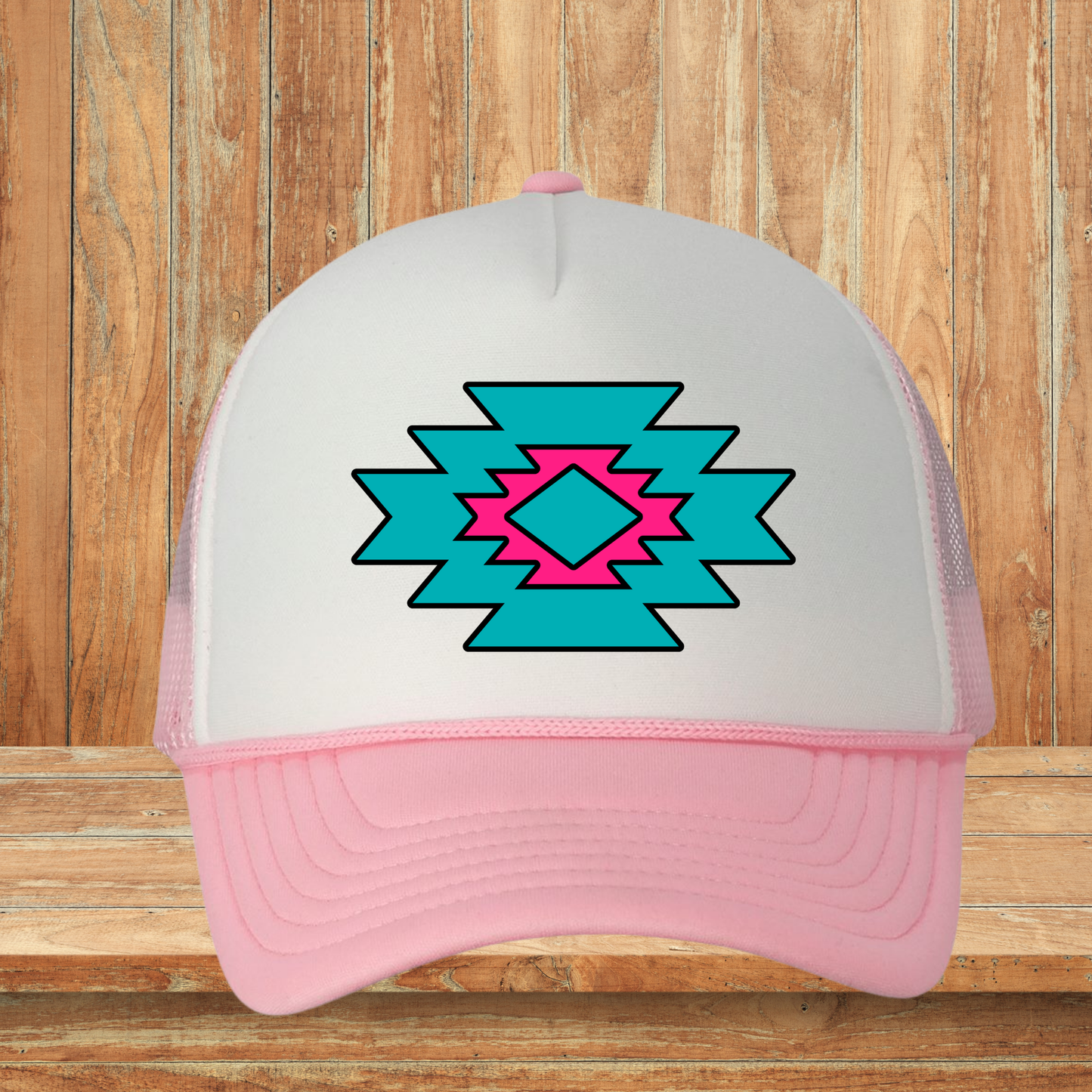 Turquoise and Pink Hat