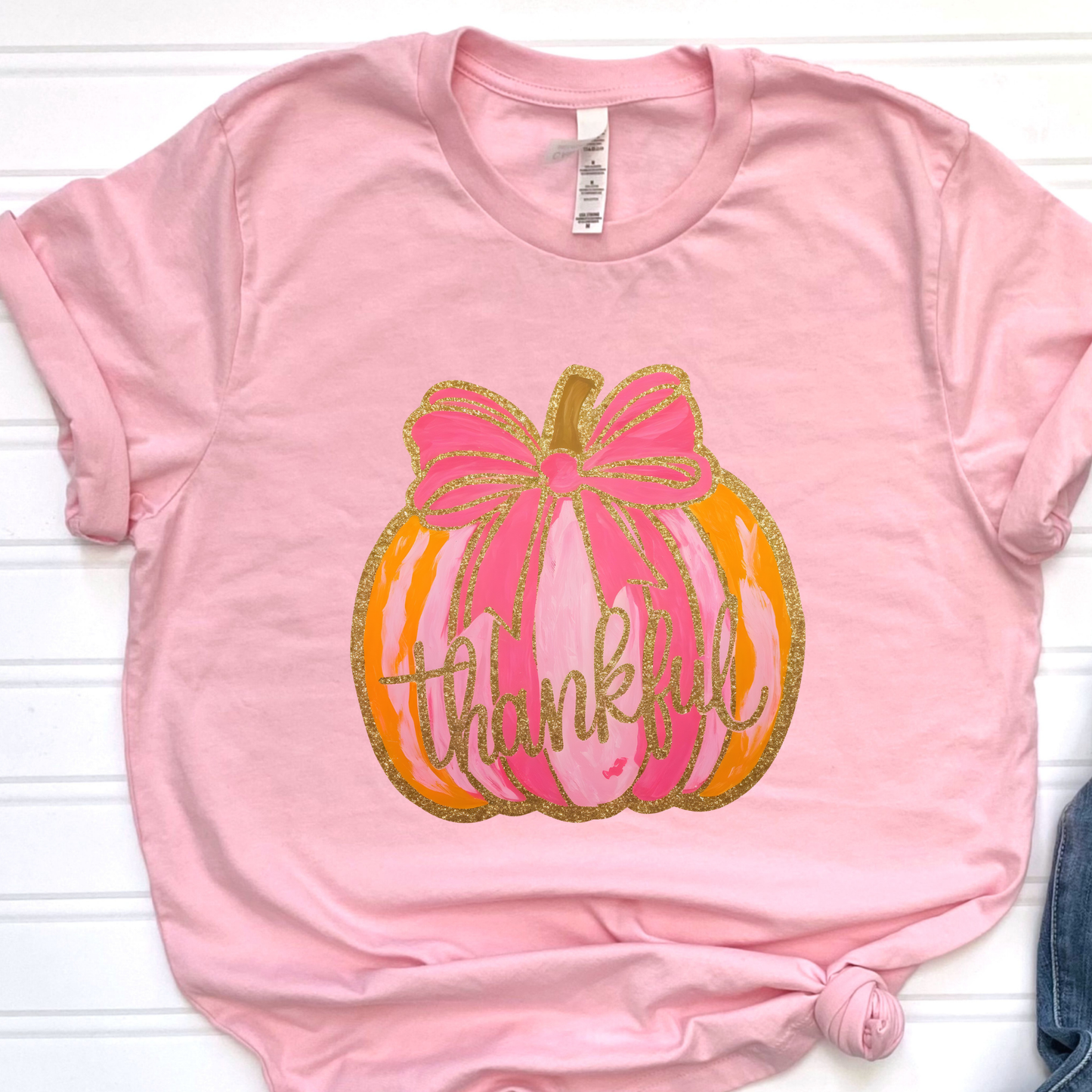 Thankful Pumpkin Pink and Orange Graphic Tee