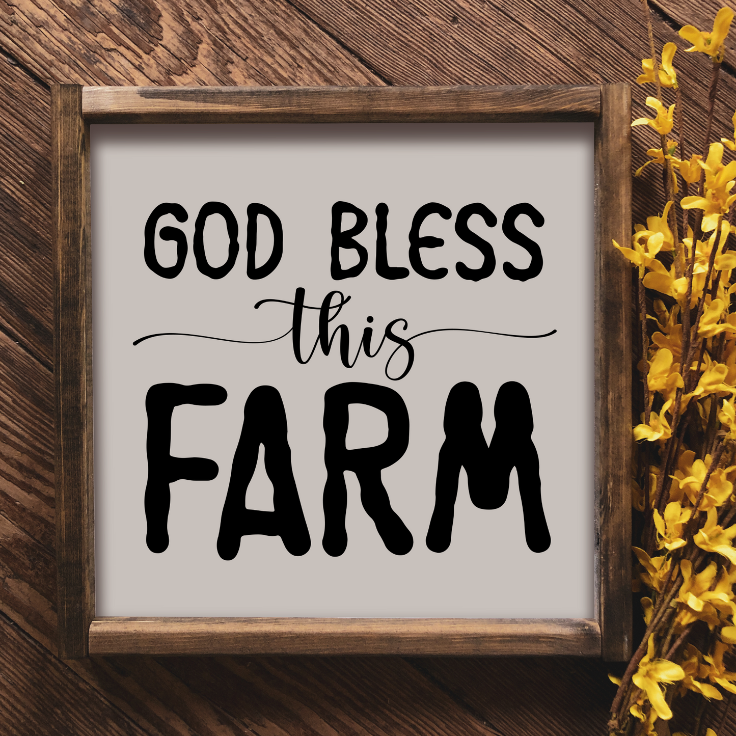God Bless This Farm - 12x12 Wood Print