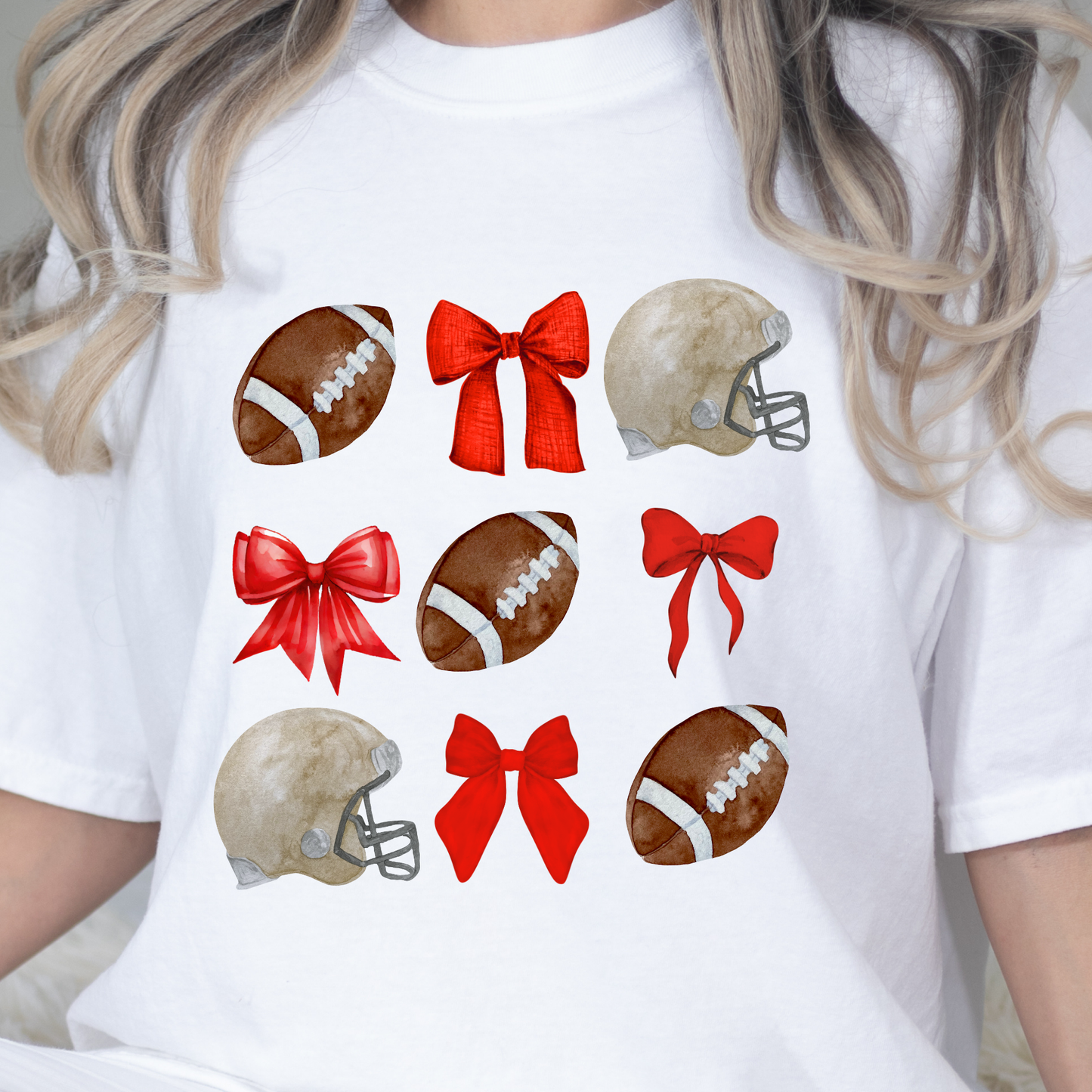 Red Football Bows Graphic Tee