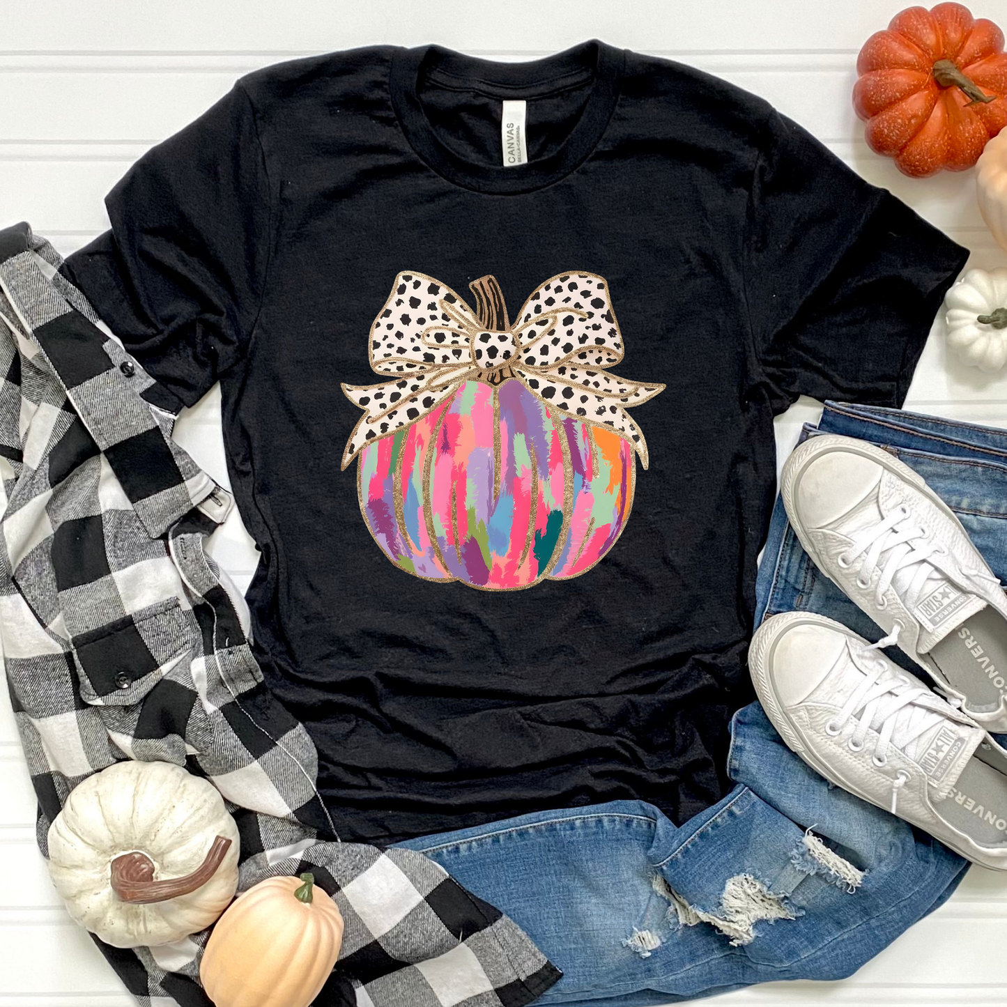 Paint Stroke Pumpkin Black Graphic Tee