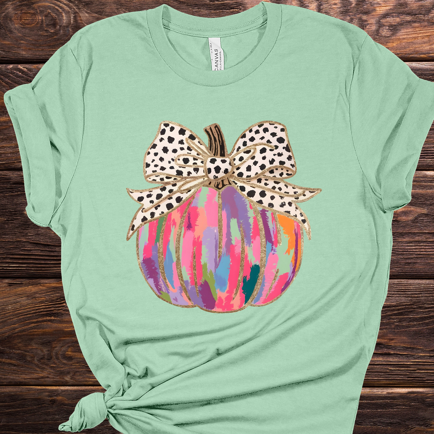 Paint Stroke Pumpkin Mint Green Graphic Tee