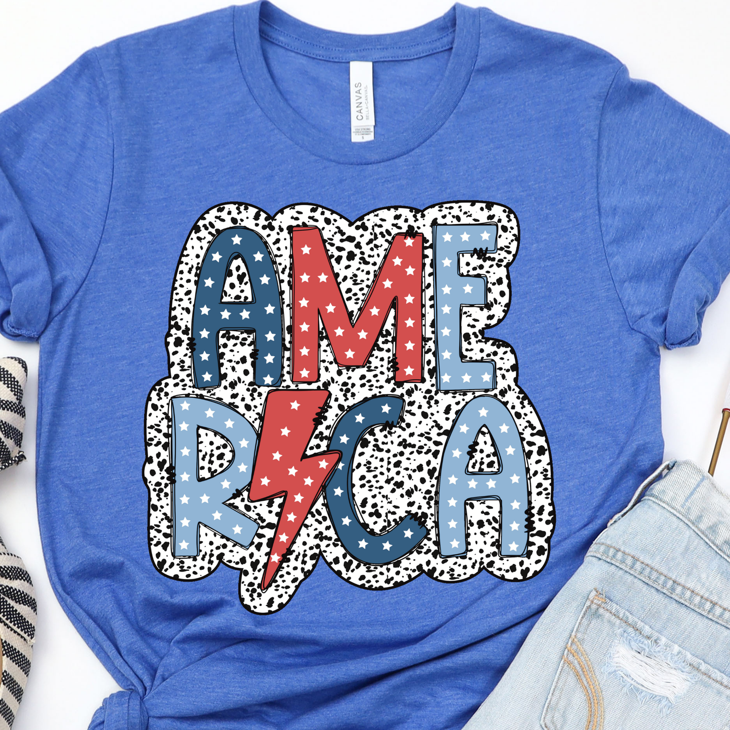 Dalmation America Blue Graphic Tee
