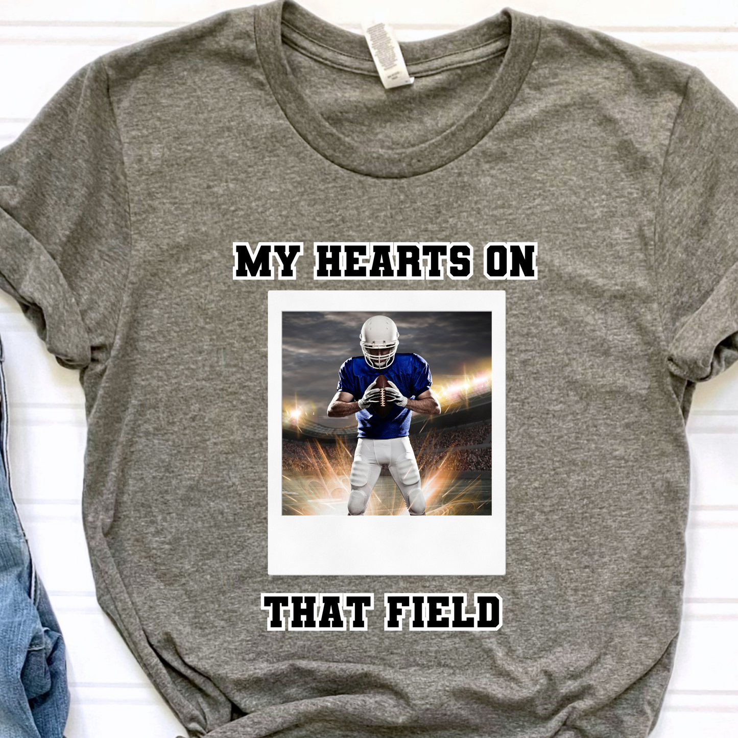 Custom My Heart is on that Field Grey Graphic Tee
