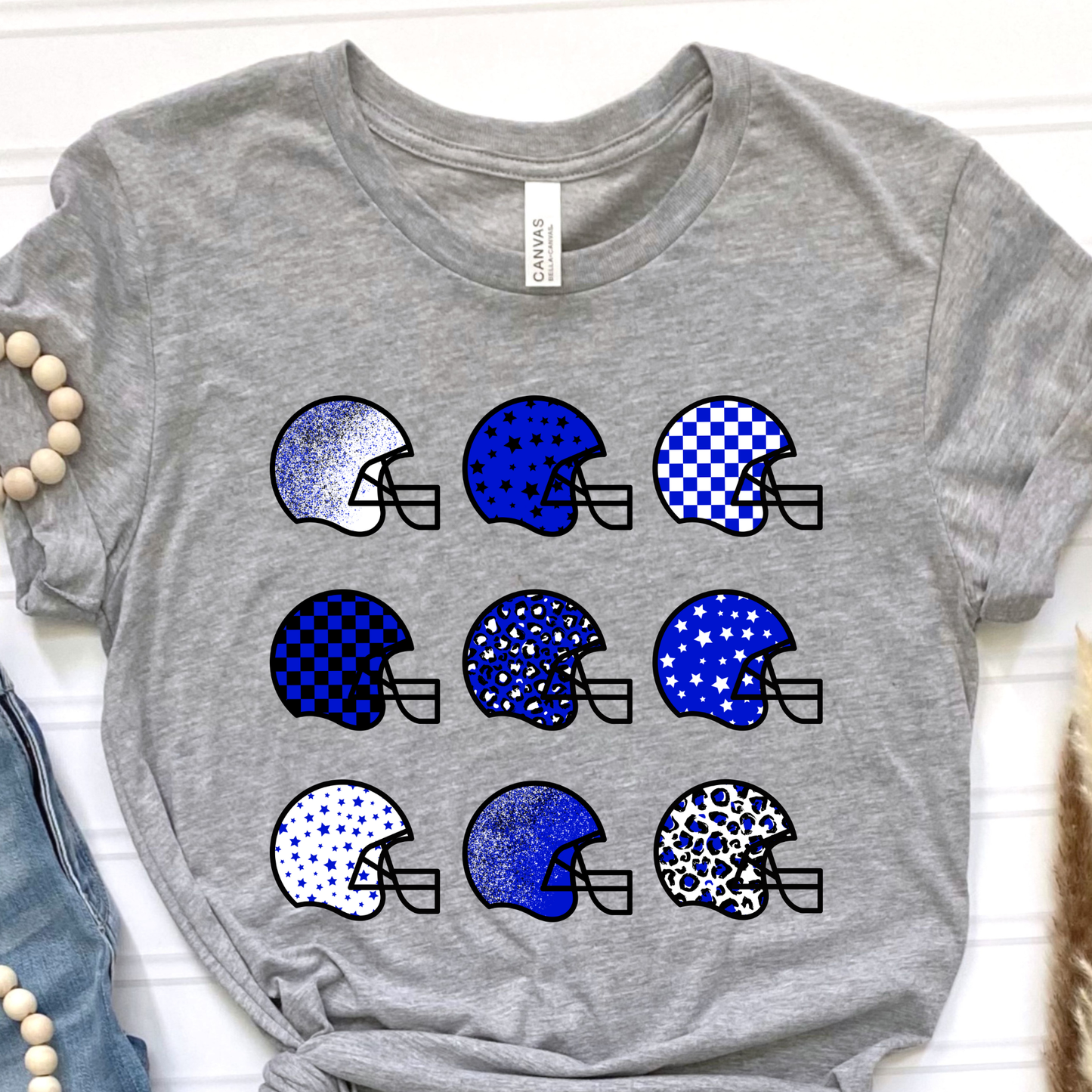 Blue Football Helmets Graphic Tee