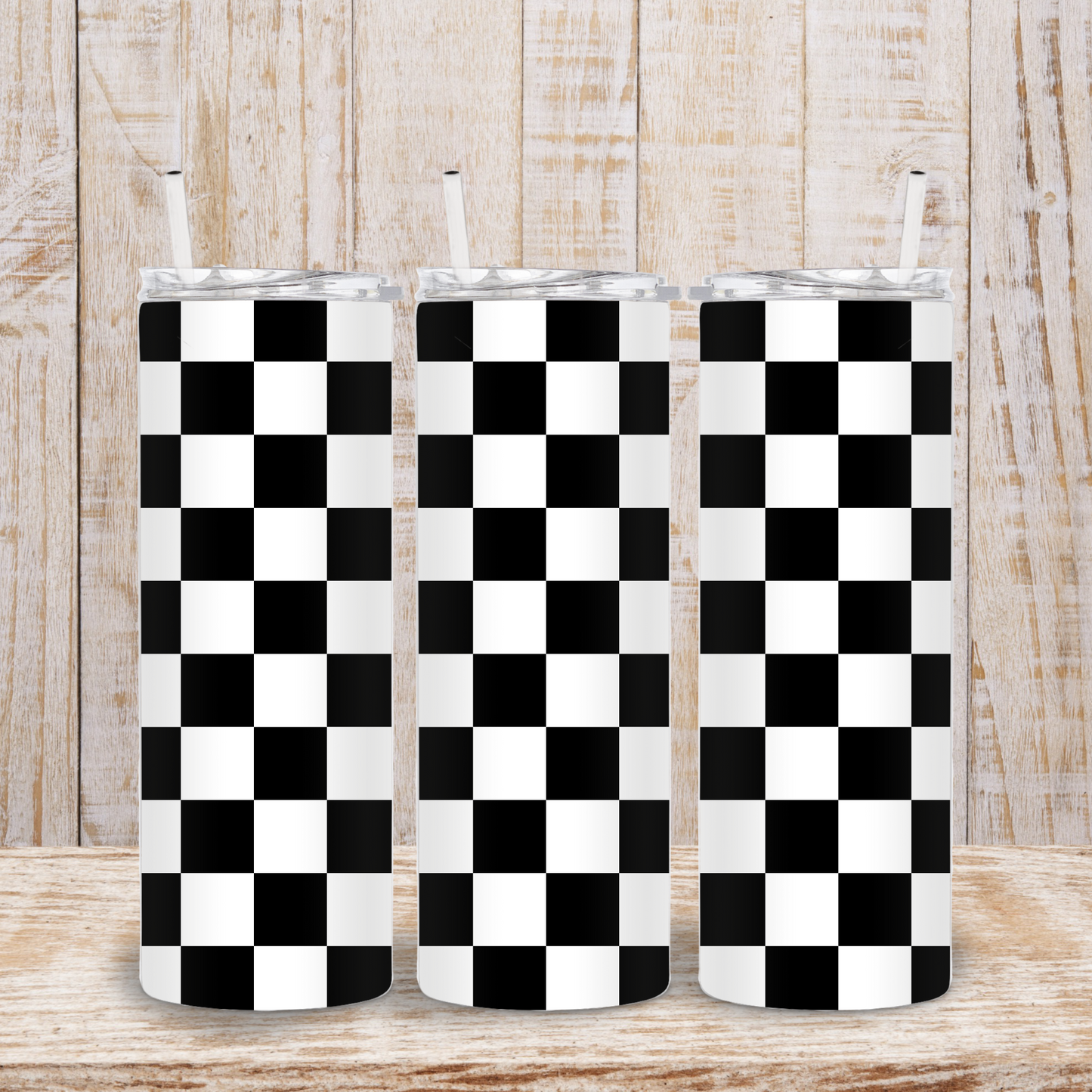 Black and White Checkered Tumbler