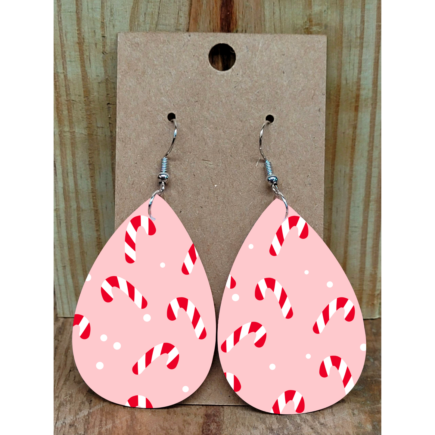 Pink Candy Canes Trees Earrings
