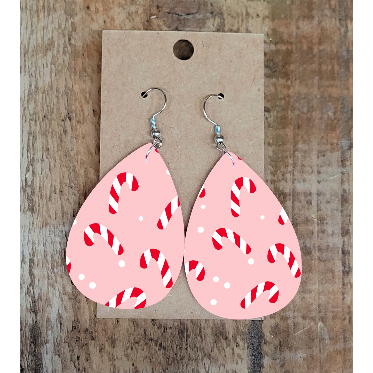 Pink Candy Canes Trees Earrings