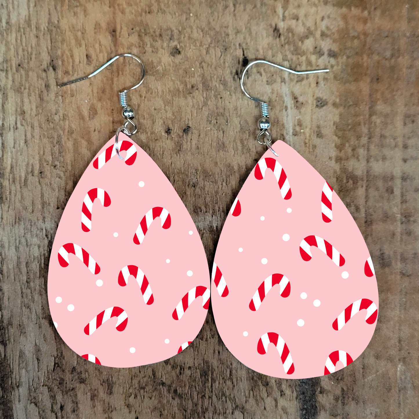 Pink Candy Canes Trees Earrings