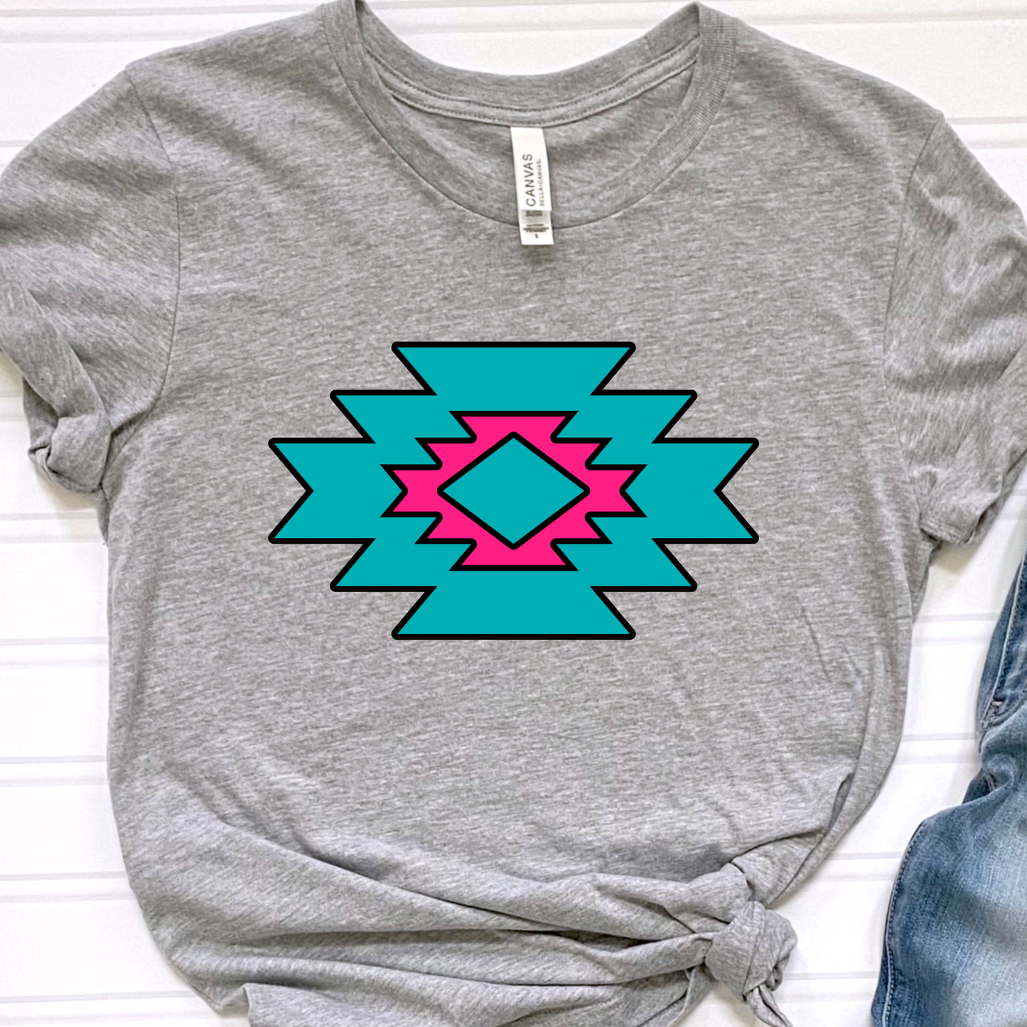 Turquoise and Pink Graphic Tee
