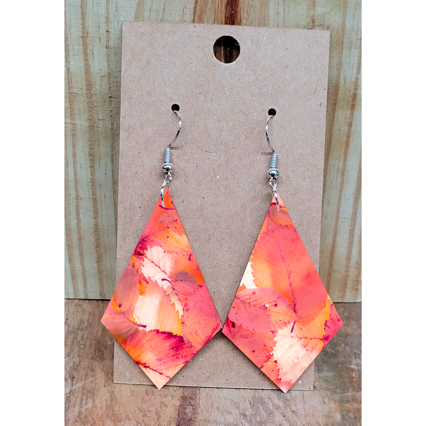 Pink Leaf Earrings