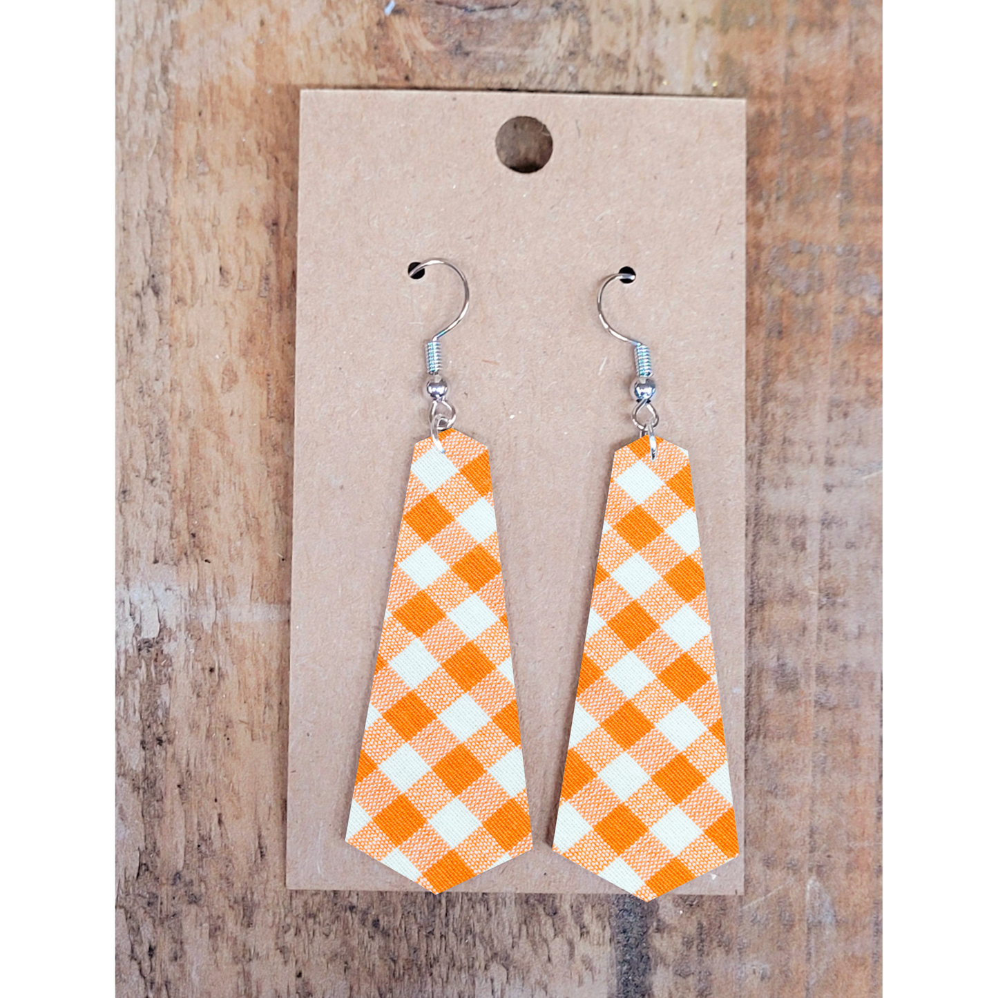 Orange Plaid Earrings