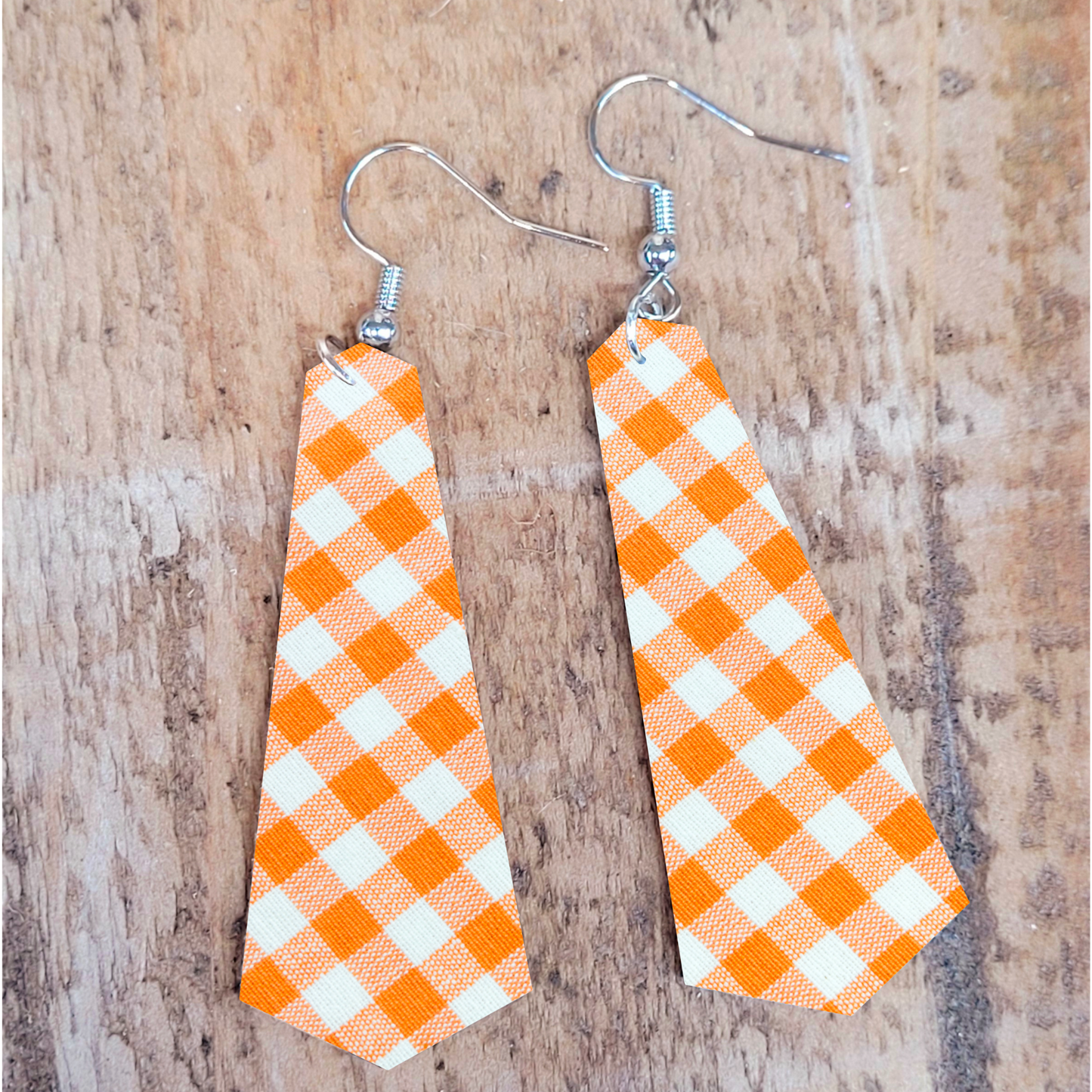 Orange Plaid Earrings