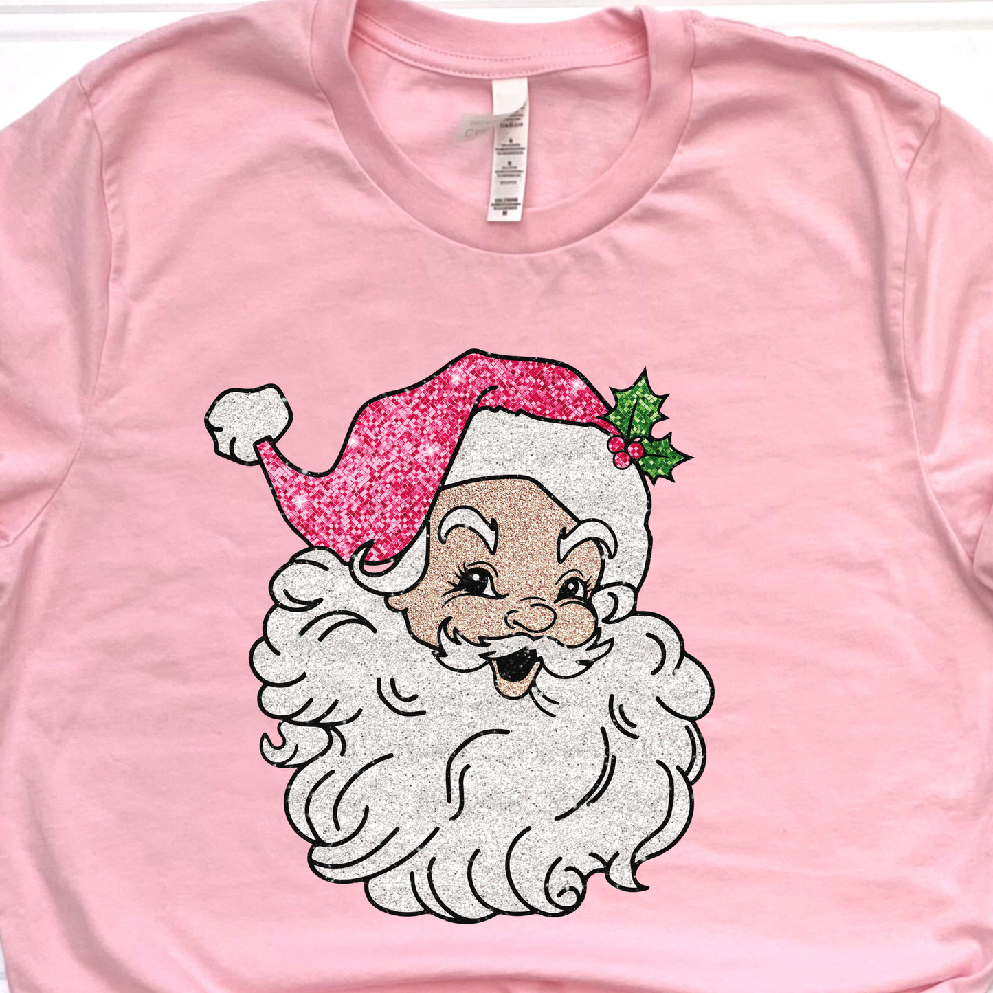 Pink Glitter Santa Graphic Tee