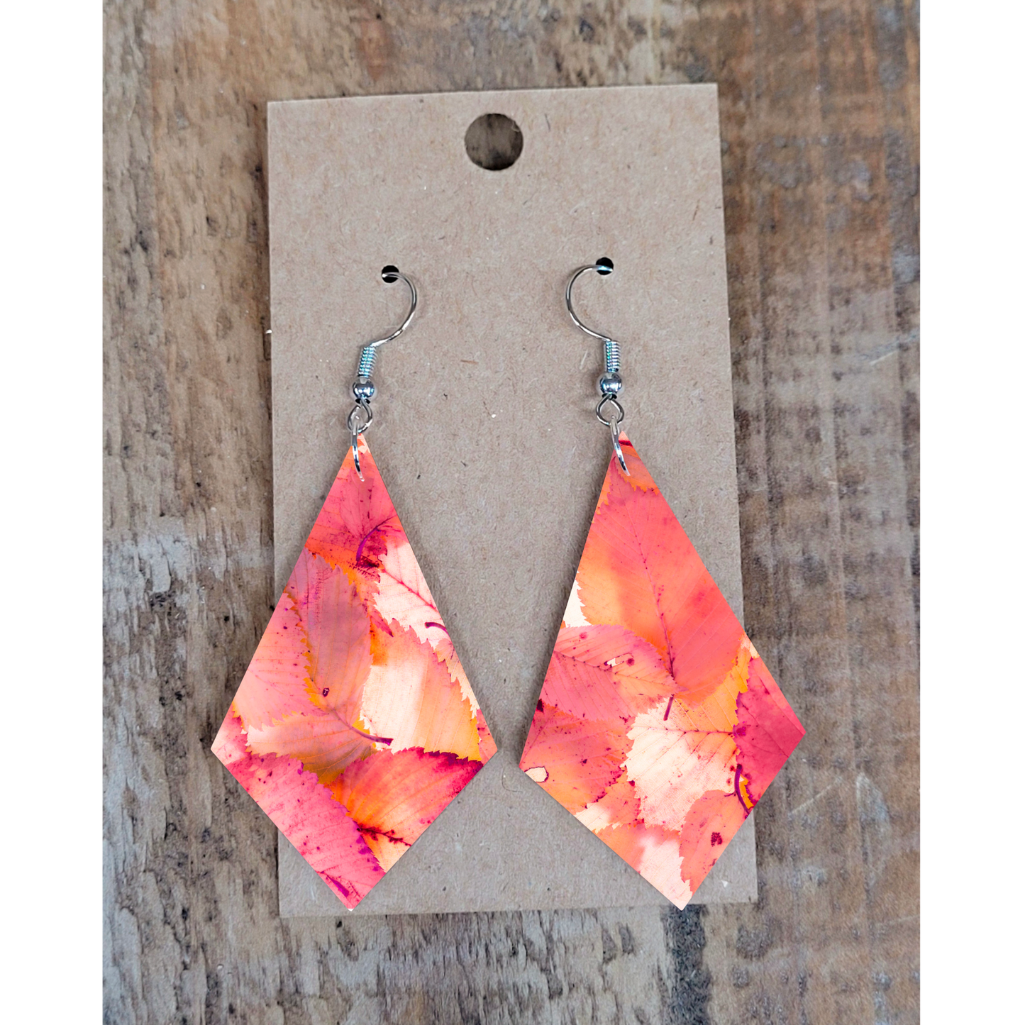 Pink Leaf Earrings
