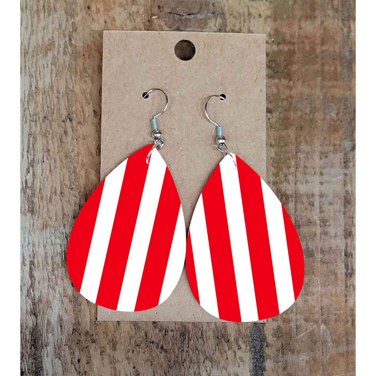 Red Striped Earrings