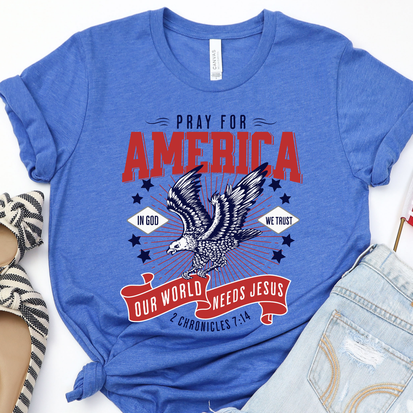 Our World Needs Jesus Blue Graphic Tee