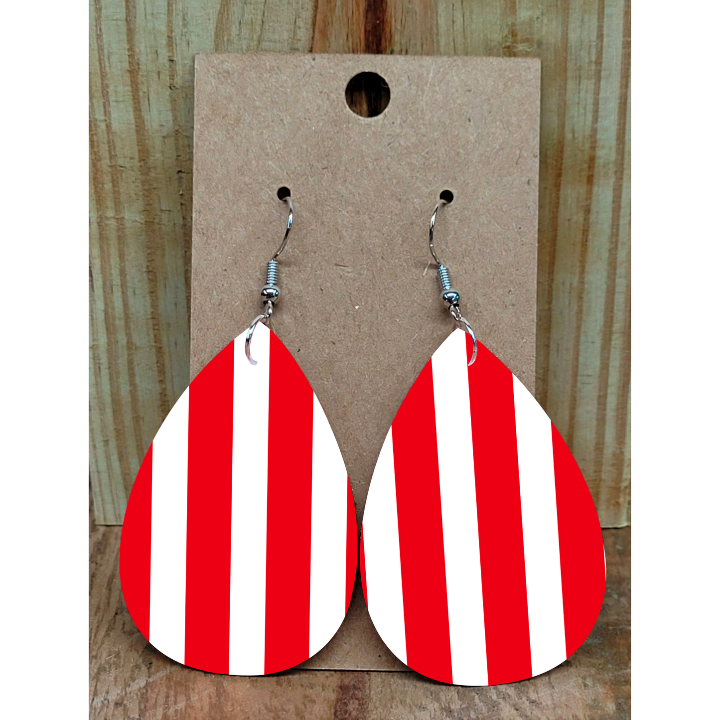 Red Striped Earrings