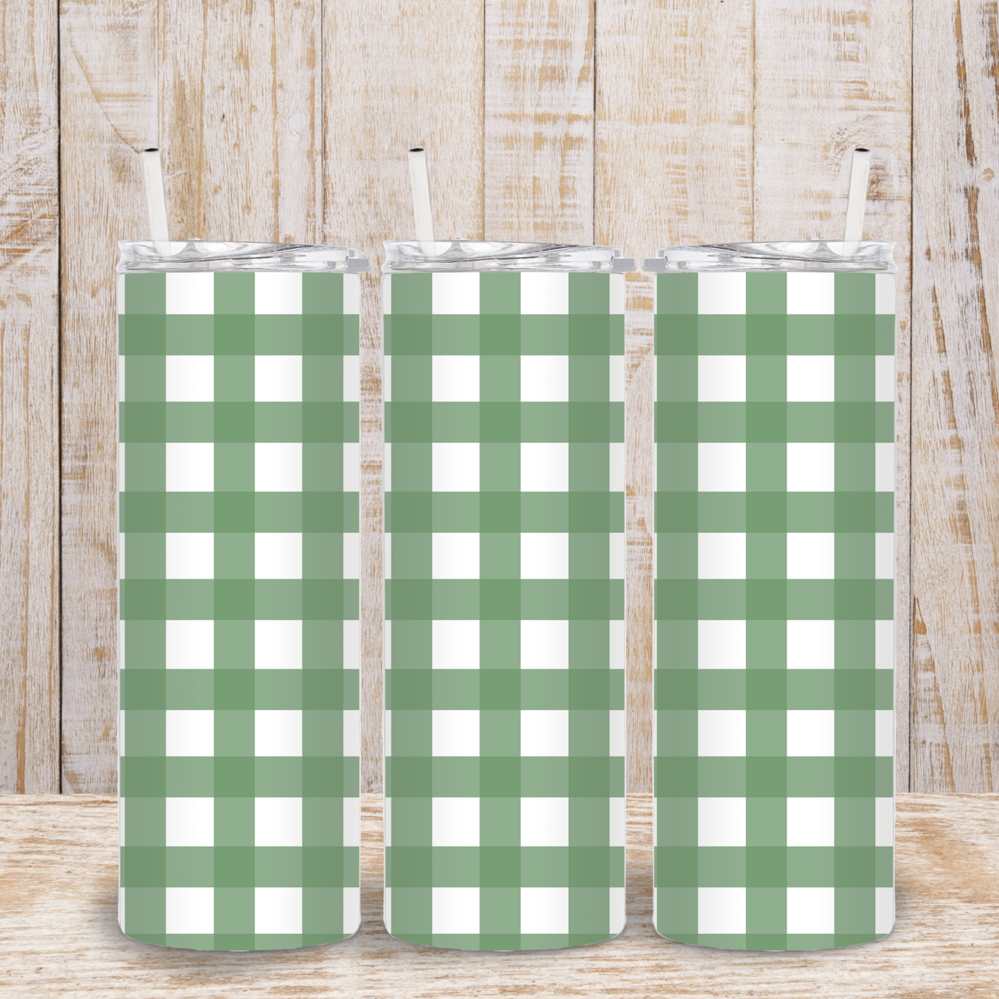 Green Plaid Tumbler
