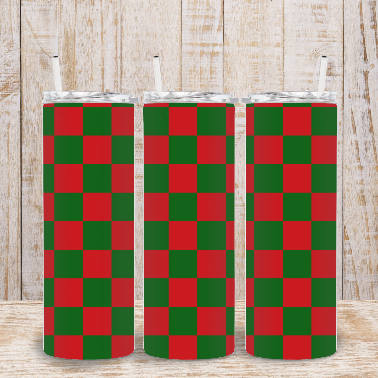 Christmas Checkered Tumbler
