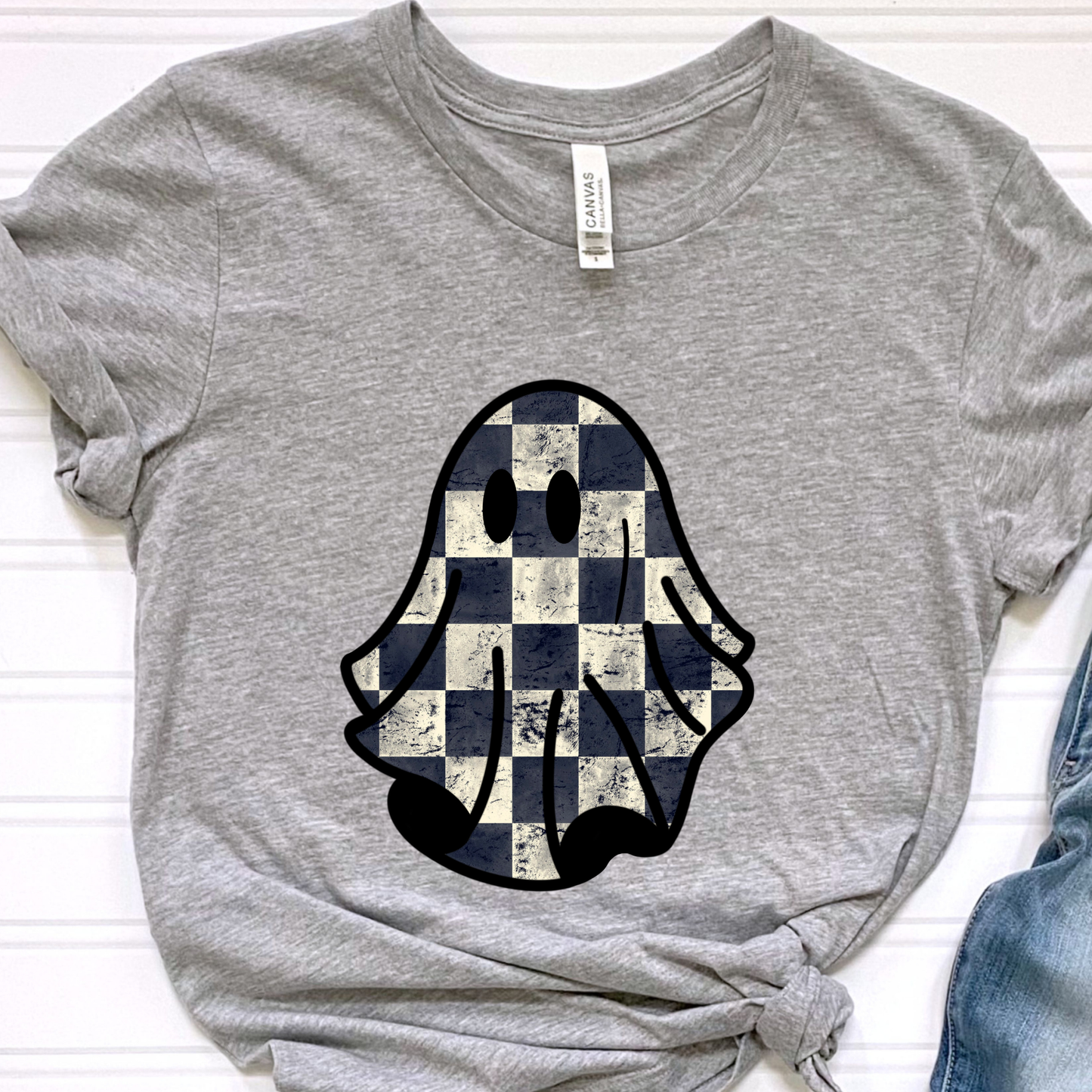 Distressed Checkered Ghost Graphic Tee