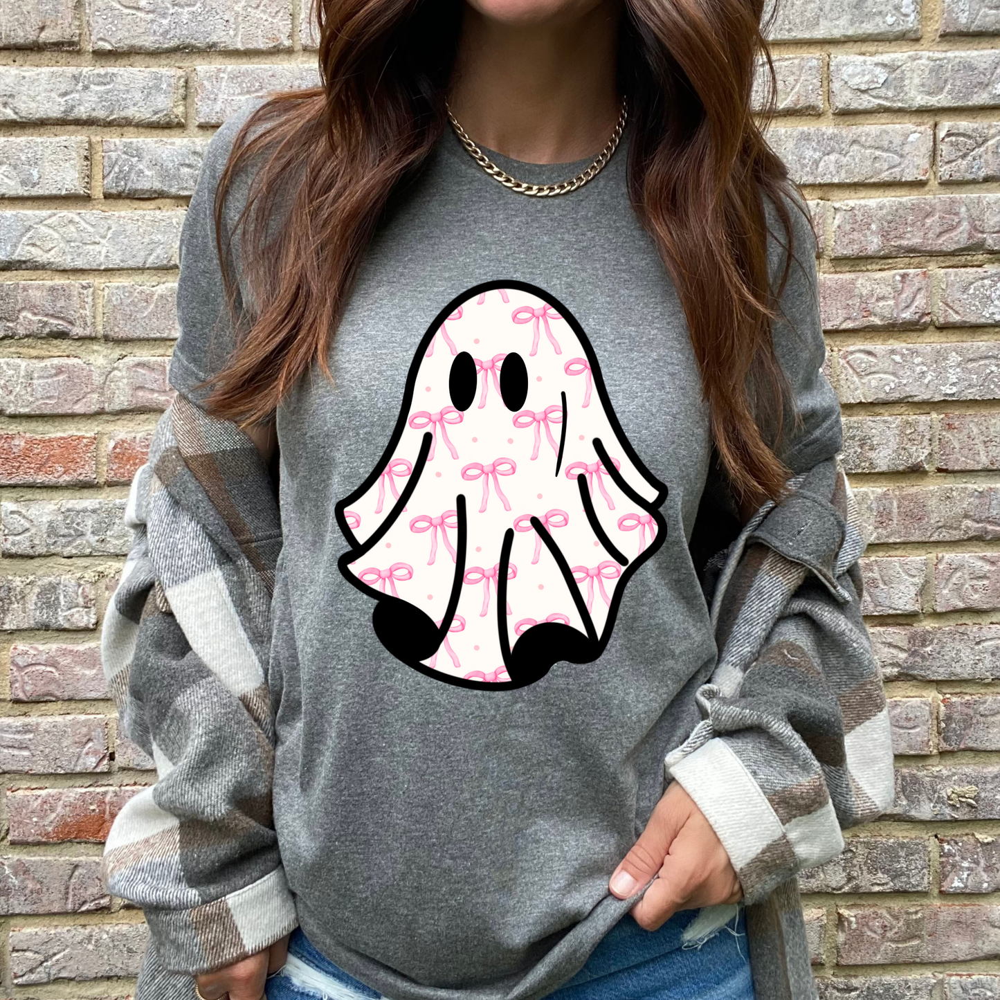 Pink Bow Ghost Graphic Tee