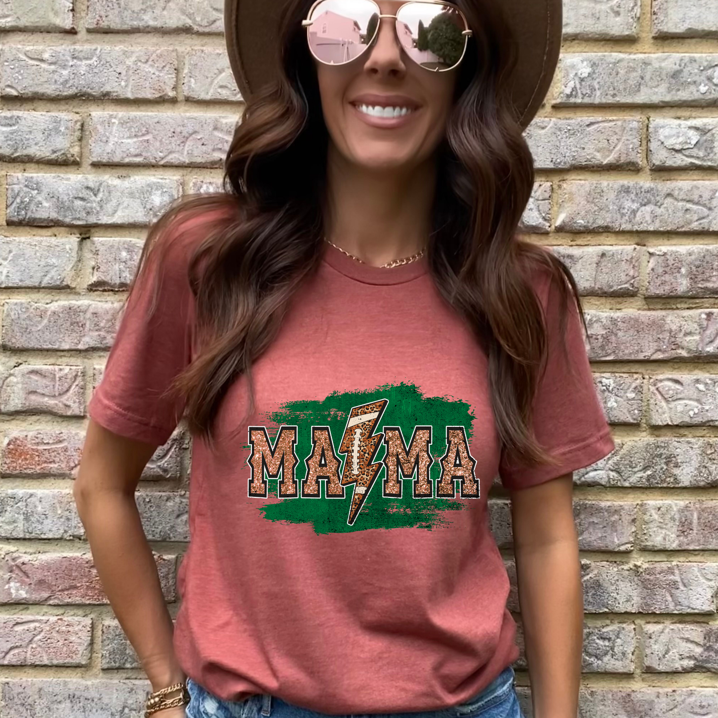 Football Mama, Glitter Graphic Tee