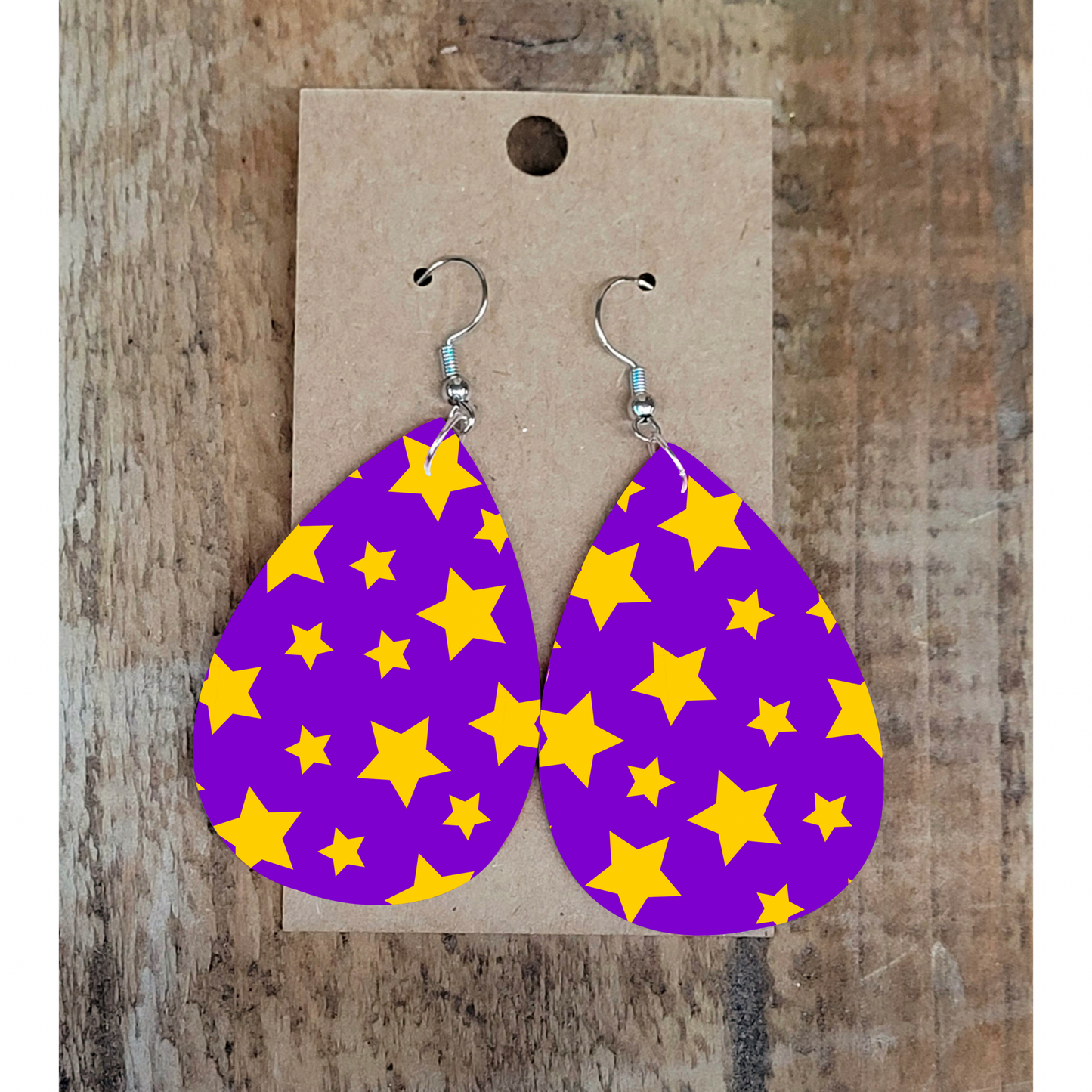 Purple and Yellow Star Earrings