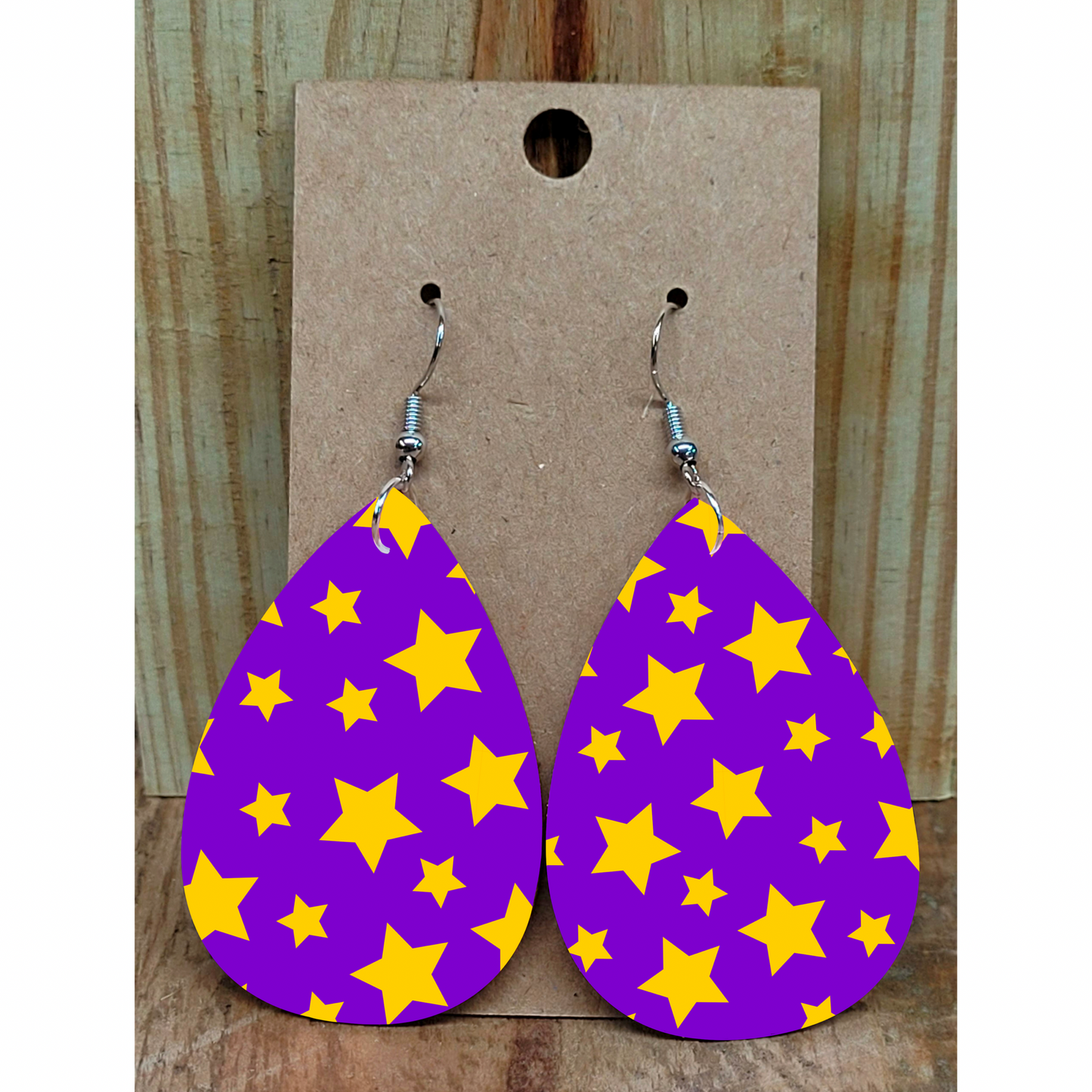 Purple and Yellow Star Earrings