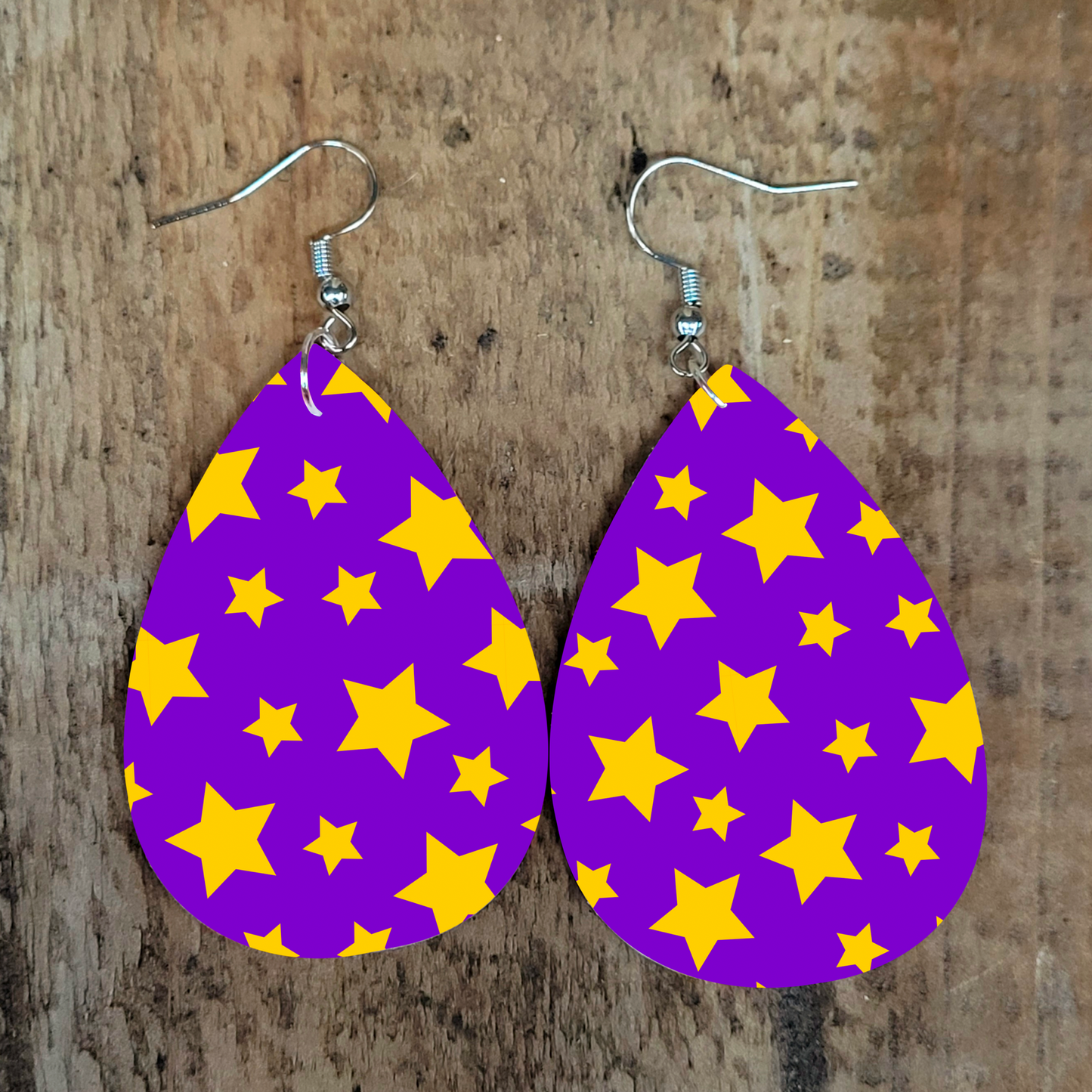 Purple and Yellow Star Earrings