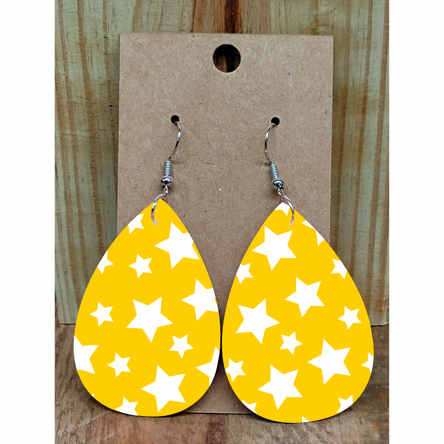 Yellow and White Star Earrings