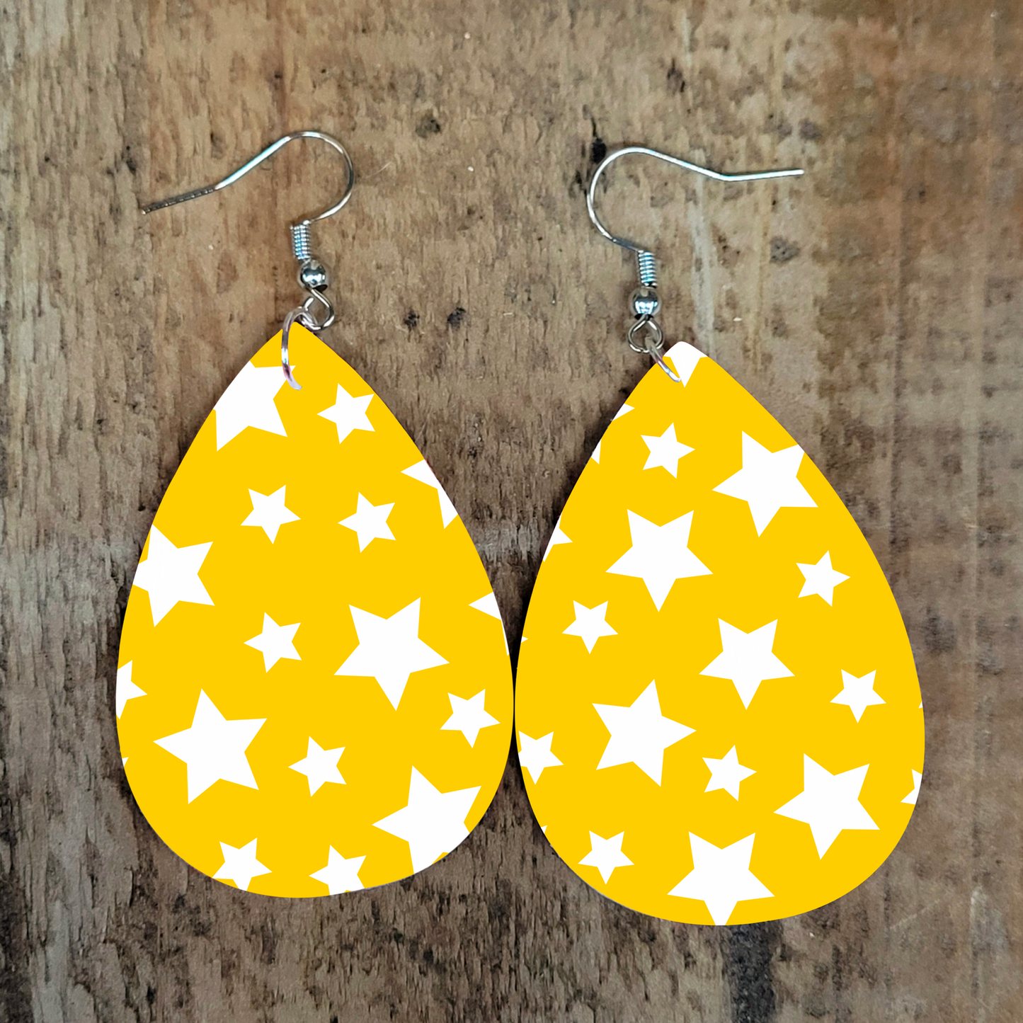 Yellow and White Star Earrings