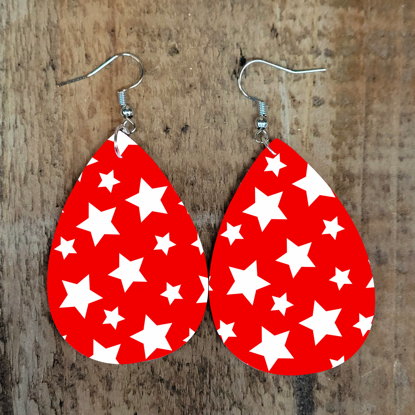 Red and White Star Earrings
