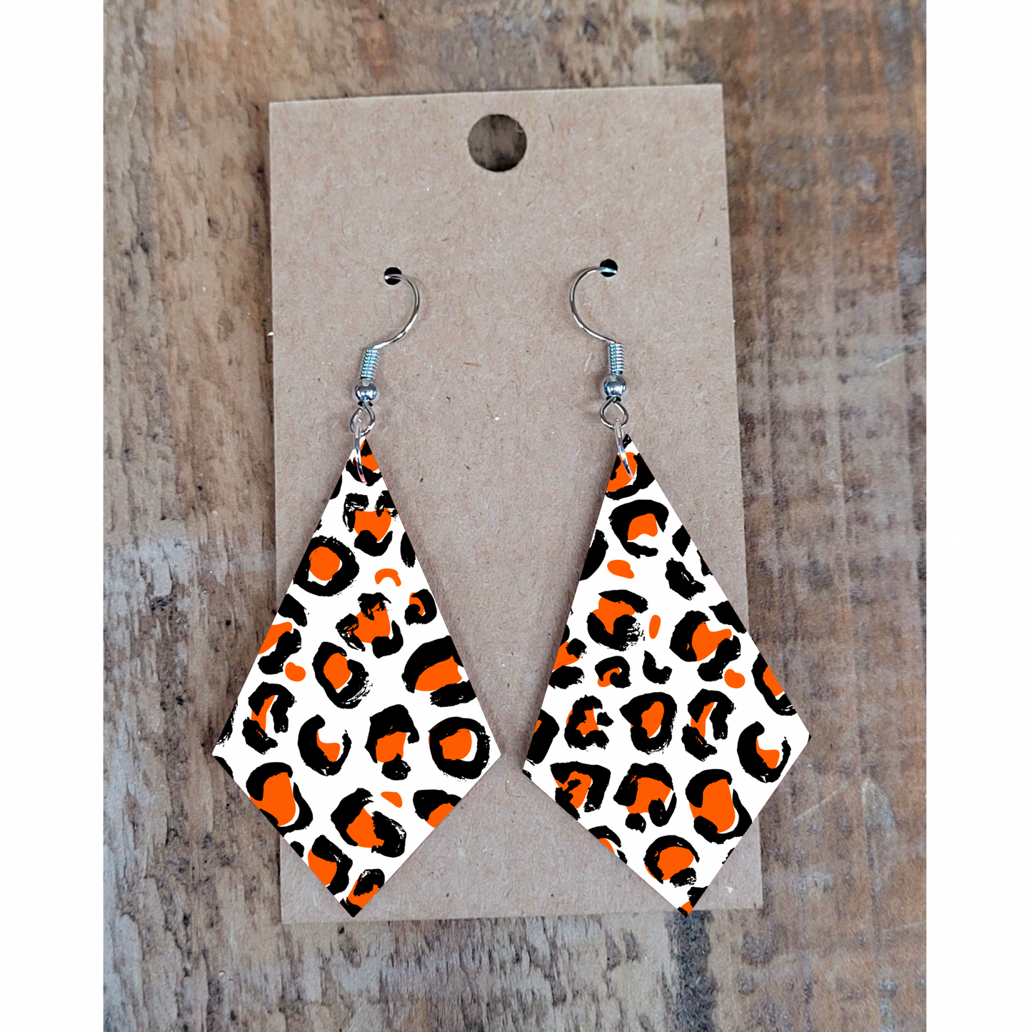 Orange Leopard Earrings