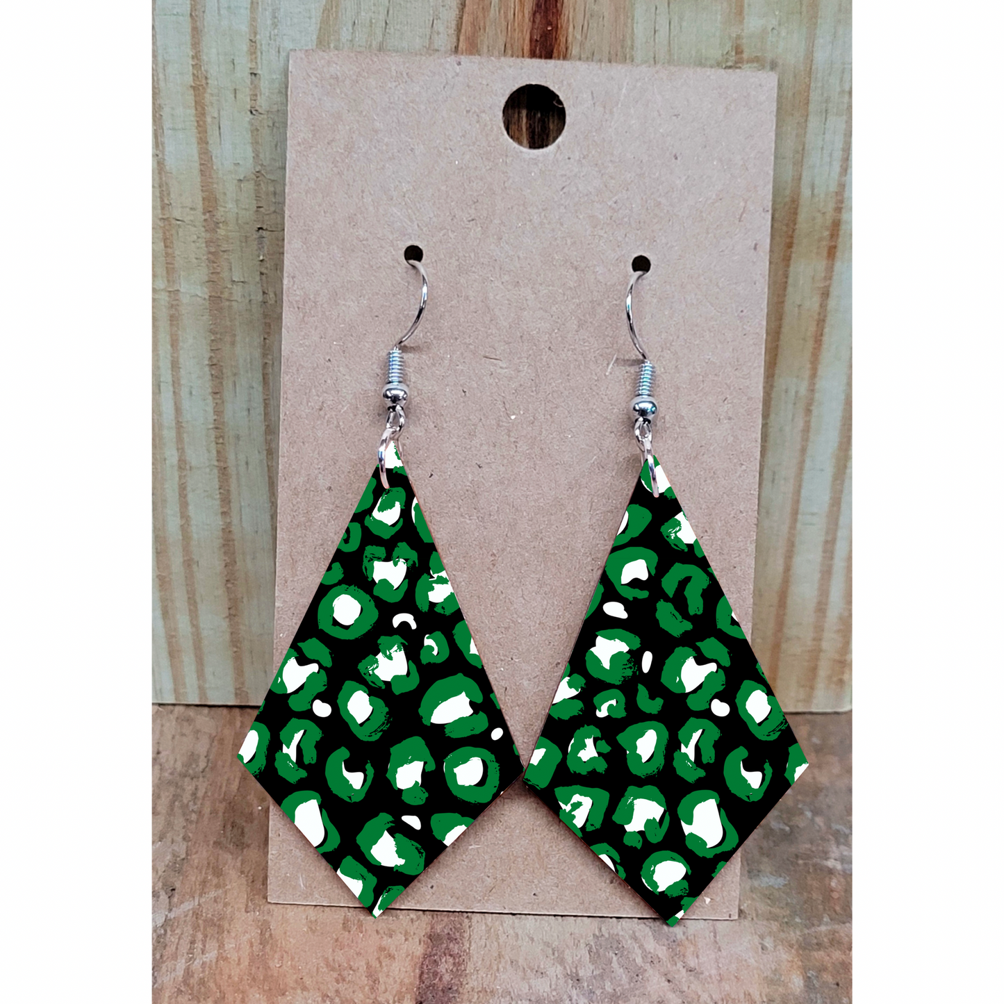 Green Leopard Earrings