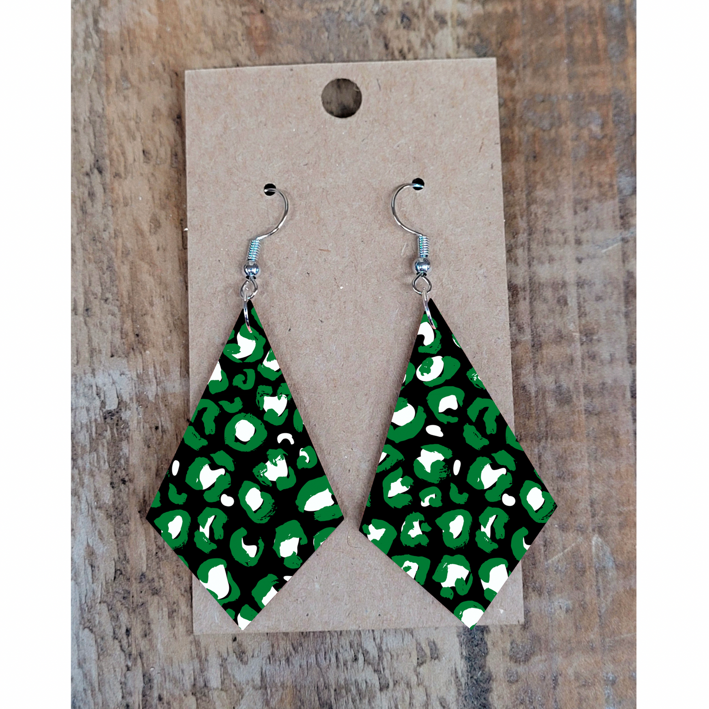 Green Leopard Earrings