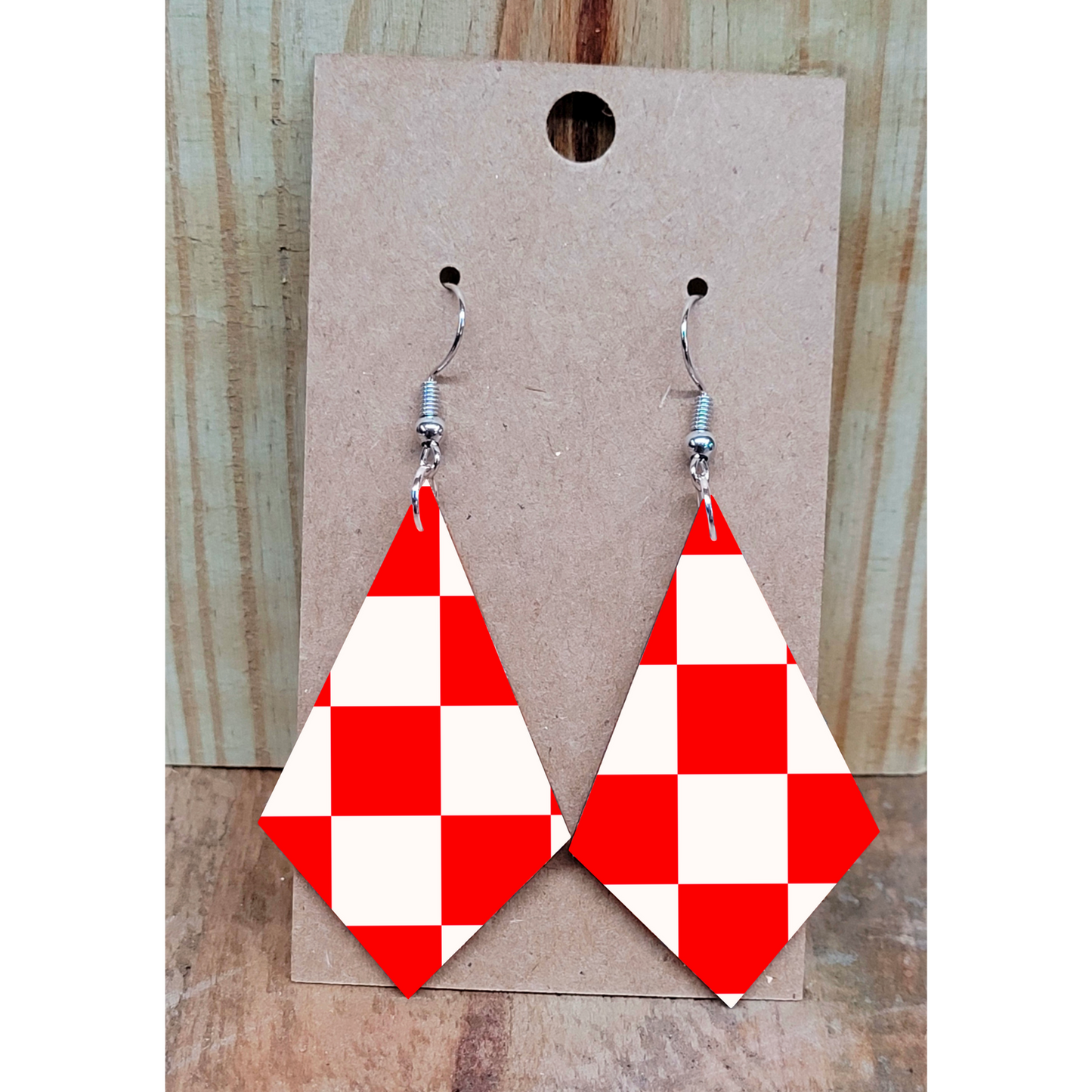 Red Checkered Earrings
