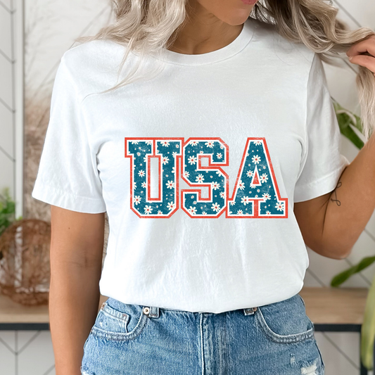Floral USA Graphic Tee