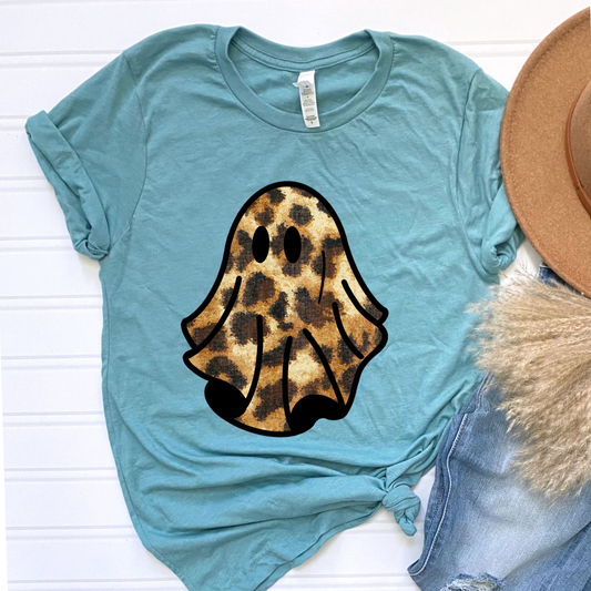 Leopard Print Ghost Graphic Tee