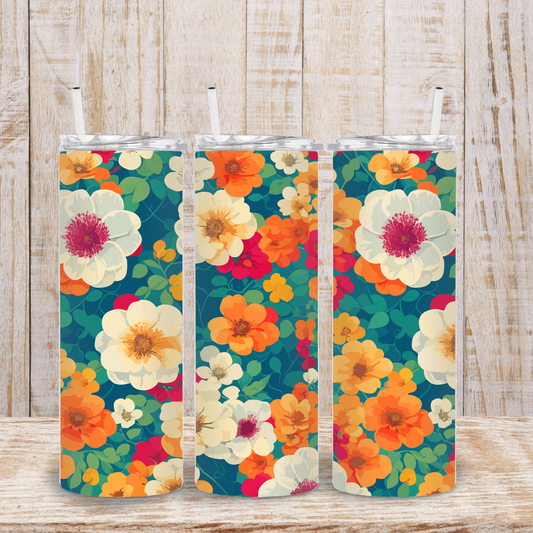 Orange Beauty Floral Tumbler