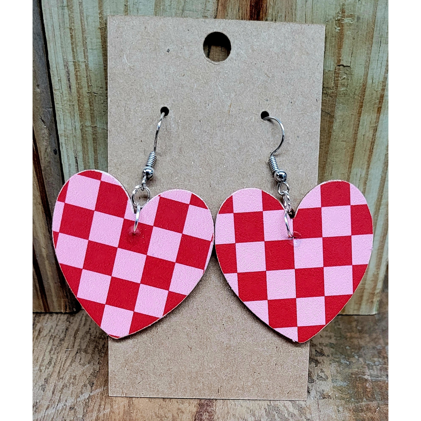 Checkered Heart Earrings