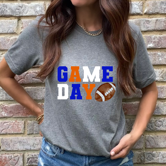 Game Day Blue, White, Orange  Graphic Tee