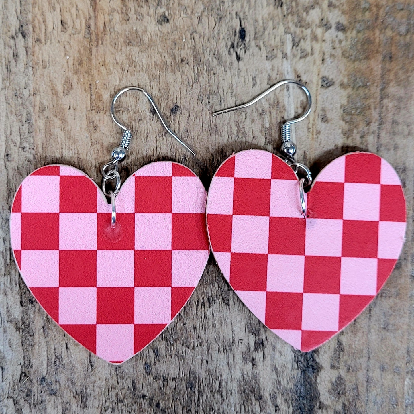 Checkered Heart Earrings