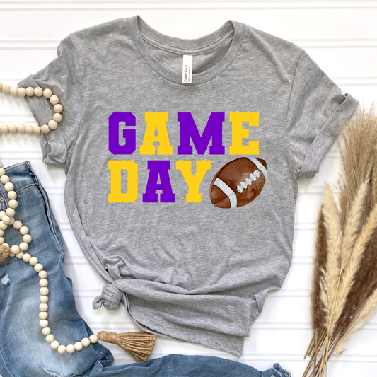 Game Day Yellow and Purple Graphic Tee